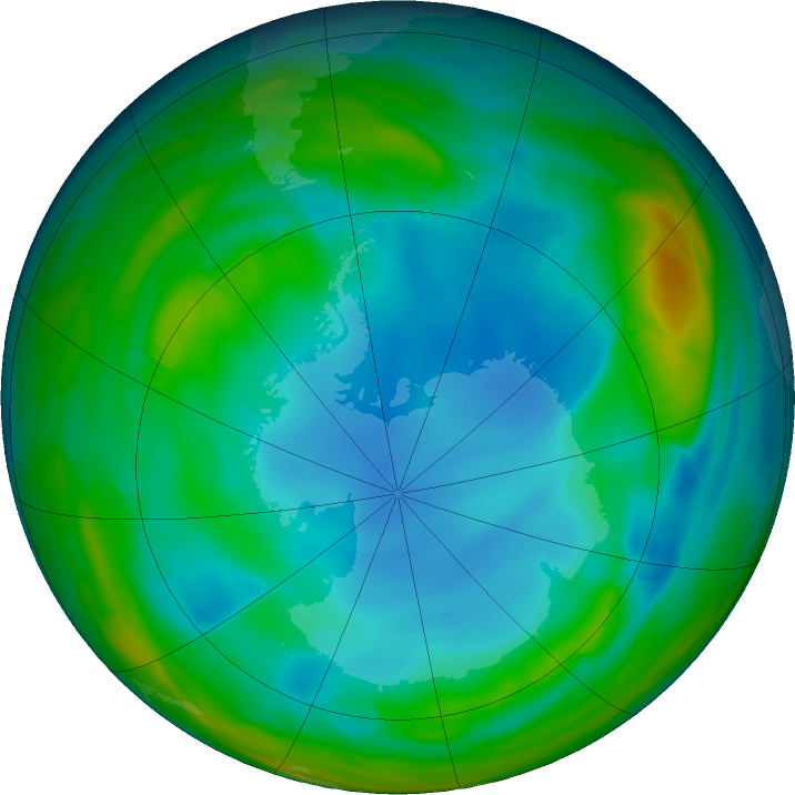 Antarctic ozone map for 07 July 2017